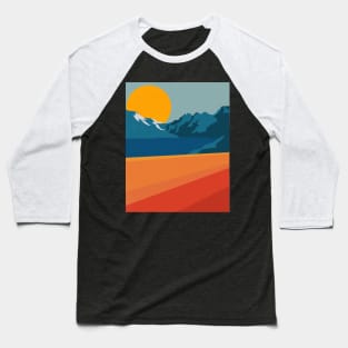 Retro Mountain Road Landscape Baseball T-Shirt